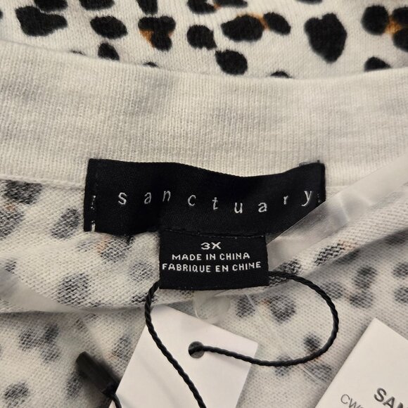 Sanctuary Curve XOXO Leopard Print Wrap Sweater 3X White Pullover Casual NWT - Picture 10 of 12